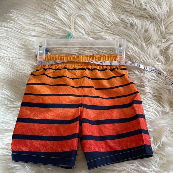 Kidgets orange yellow black striped boys swim trunks swimsuit board shorts SZ 2T - Picture 15 of 17